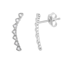 Load image into Gallery viewer, Sterling Silver Rhodium Plated Fancy Journey Clear Cz Drop Earring with Earring Dimensions of 18MMx5MM