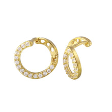 Load image into Gallery viewer, Sterling Silver Gold Plated CZ Twisted Hoop Earrings