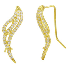Load image into Gallery viewer, Sterling Silver Gold Plated Wing Shaped Climbing Earrings With CZ Stones