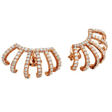 Load image into Gallery viewer, Sterling Silver Rose Gold Plated Earlobe Hugging CZ Earrings