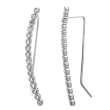 Load image into Gallery viewer, Sterling Silver Rhodium Plated CZ Bubble Climbing Earrings