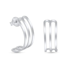 Load image into Gallery viewer, Sterling Silver Rhodium Plated 22mm Semi Hoop Stud Earrings