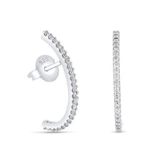 Load image into Gallery viewer, Sterling Silver Rhodium Plated Bar CZ 21.5mm Stud Earrings