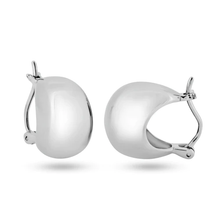 Load image into Gallery viewer, Sterling Silver Rhodium Plated Puff Huggie Hoop Earrings