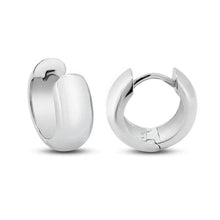 Load image into Gallery viewer, Sterling Silver Rhodium Plated Dome Huggie Hoop Earrings