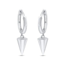 Load image into Gallery viewer, Sterling Silver Rhodium Plated Punk Spikes 11mm Hoop Huggie Earrings
