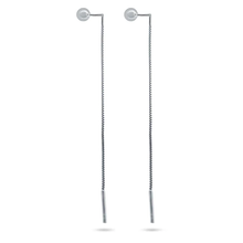 Load image into Gallery viewer, Sterling Silver Rhodium Plated Bead Threader Earrings