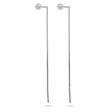 Sterling Silver Rhodium Plated Bead Threader Earrings