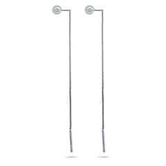 Sterling Silver Rhodium Plated Bead Threader Earrings