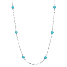 Load image into Gallery viewer, Sterling Silver Rhodium Plated Blue Beaded Necklace
