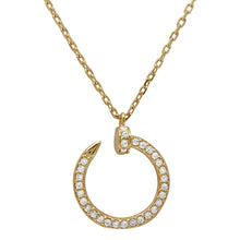 Load image into Gallery viewer, Sterling Silver Gold Plated Round Nail Pendant Necklace