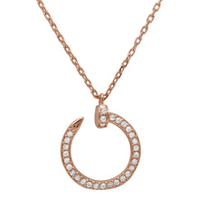 Load image into Gallery viewer, Sterling Silver Rose Gold Plated Round Nail Pendant Necklace