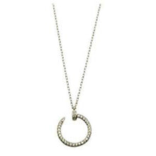 Load image into Gallery viewer, Sterling Silver Rhodium Plated Round Nail Pendant Necklace