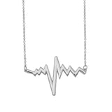 Sterling Silver Rhodium Plated Heart Beat Necklace