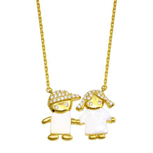 Load image into Gallery viewer, Sterling Silver Gold Plated CZ Boy and Girl Necklace