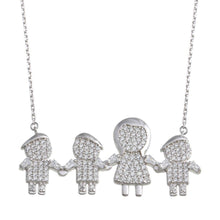 Load image into Gallery viewer, Sterling Silver Rhodium Plated CZ 3 Boys and Mom Family Necklace - silverdepot