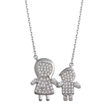 Load image into Gallery viewer, Sterling Silver Rhodium Plated CZ Boys and Mom Family Necklace - silverdepot