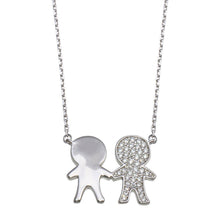Load image into Gallery viewer, Sterling Silver Rhodium Plated CZ Boys Family Necklace - silverdepot