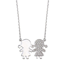 Load image into Gallery viewer, Sterling Silver Rhodium Plated CZ Girls Family Necklace - silverdepot