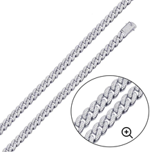 Load image into Gallery viewer, Sterling Silver Rhodium Plated Miami Curb CZ Hip Hop Chain Width-9mm