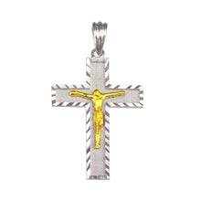 Load image into Gallery viewer, Sterling Silver Two Toned Plated DC Border Cross Pendant