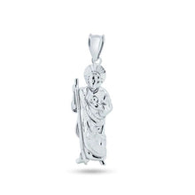 Load image into Gallery viewer, Sterling Silver Rhodium Plated CZ St. Jude Charm Pendant