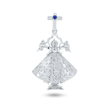 Load image into Gallery viewer, Sterling Silver Rhodium Plated Blue CZ San Juan De Los Lagos Pendant
