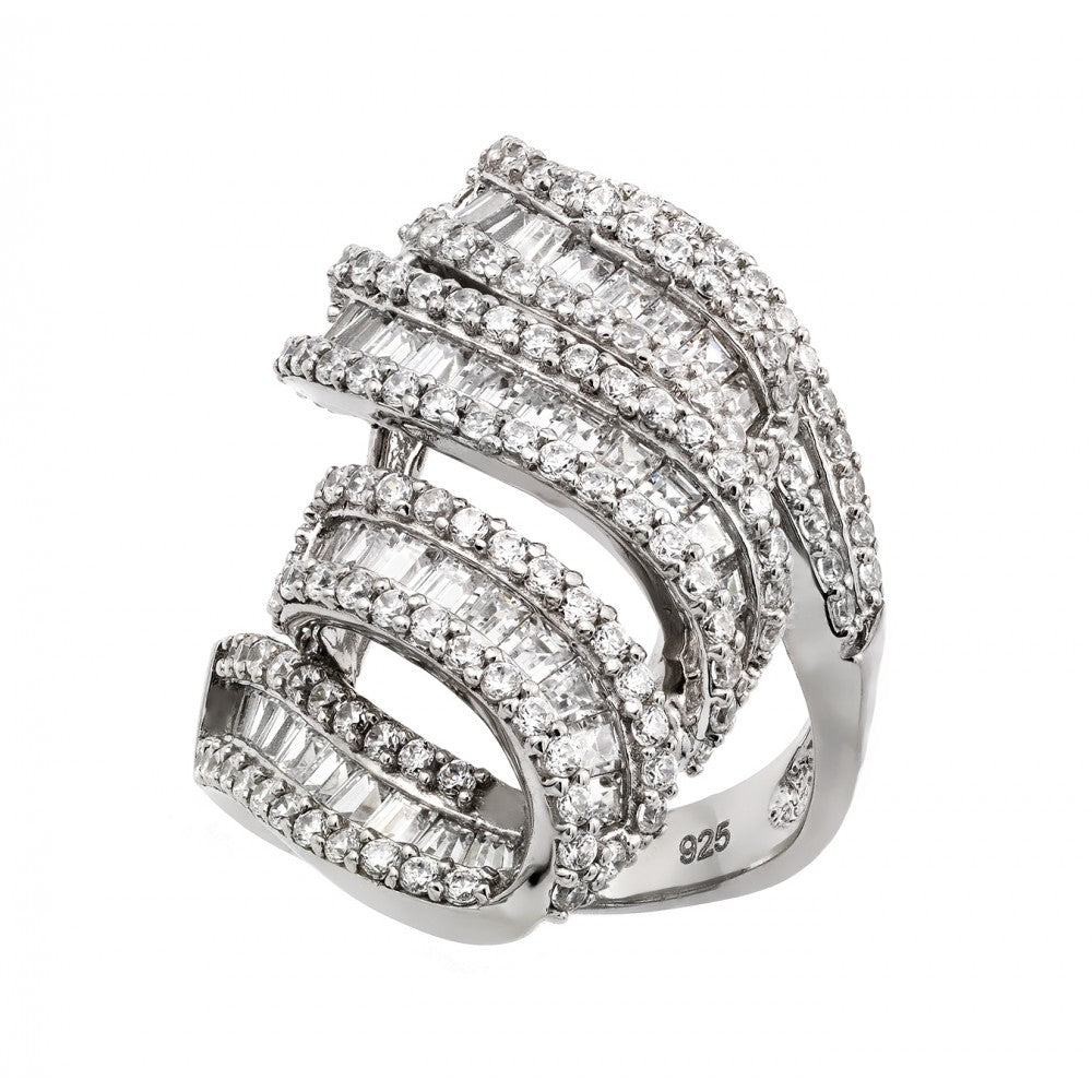 Sterling Silver Rhodium Plated Micro Pave CZ Ring