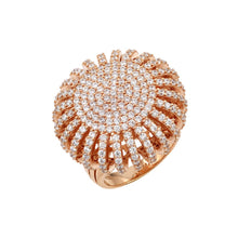 Load image into Gallery viewer, Sterling Silver Rose Gold Plated Flower Sun Micro Pave Ring