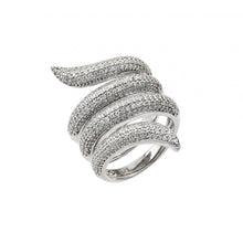 Load image into Gallery viewer, Sterling Silver Rhodium Plated Coil Pave CZ Ring