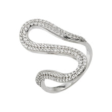 Load image into Gallery viewer, Sterling Silver Rhodium Plated Wavy CZ Ring
