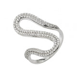 Sterling Silver Rhodium Plated Wavy CZ Ring