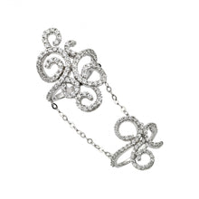 Load image into Gallery viewer, Sterling Silver Rhodium Plated Knuckle Slave Ring Link Wavy Swirl Curve Ring