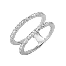 Load image into Gallery viewer, Sterling Silver Rhodium Plated Twin Band CZ Ring