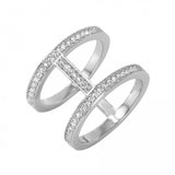 Sterling Silver Rhodium Plated Twin Connected Bands