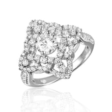 Load image into Gallery viewer, Sterling Silver Rhodium Plated Diamond Shape Design Ring Encrusted With CZ Stones