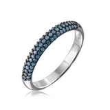 Sterling Silver Rhodium Plated Round Shaped Eternity Band With Turquoise StonesAnd Dimensions 3.1mm