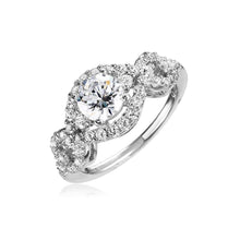 Load image into Gallery viewer, Sterling Silver Rhodium Plated Clear Multi CZ Round Center Ring