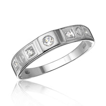 Load image into Gallery viewer, Sterling Silver Rhodium Plated  Square Design CZ Finish Wedding Men\'s RingAnd Band Width 4.4mm
