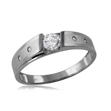 Load image into Gallery viewer, Sterling Silver Matte Finish Shank CZ Men Matching Wedding Ring