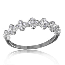 Load image into Gallery viewer, Sterling Silver Rhodium Plated Clover Band With Clear CZ Stones