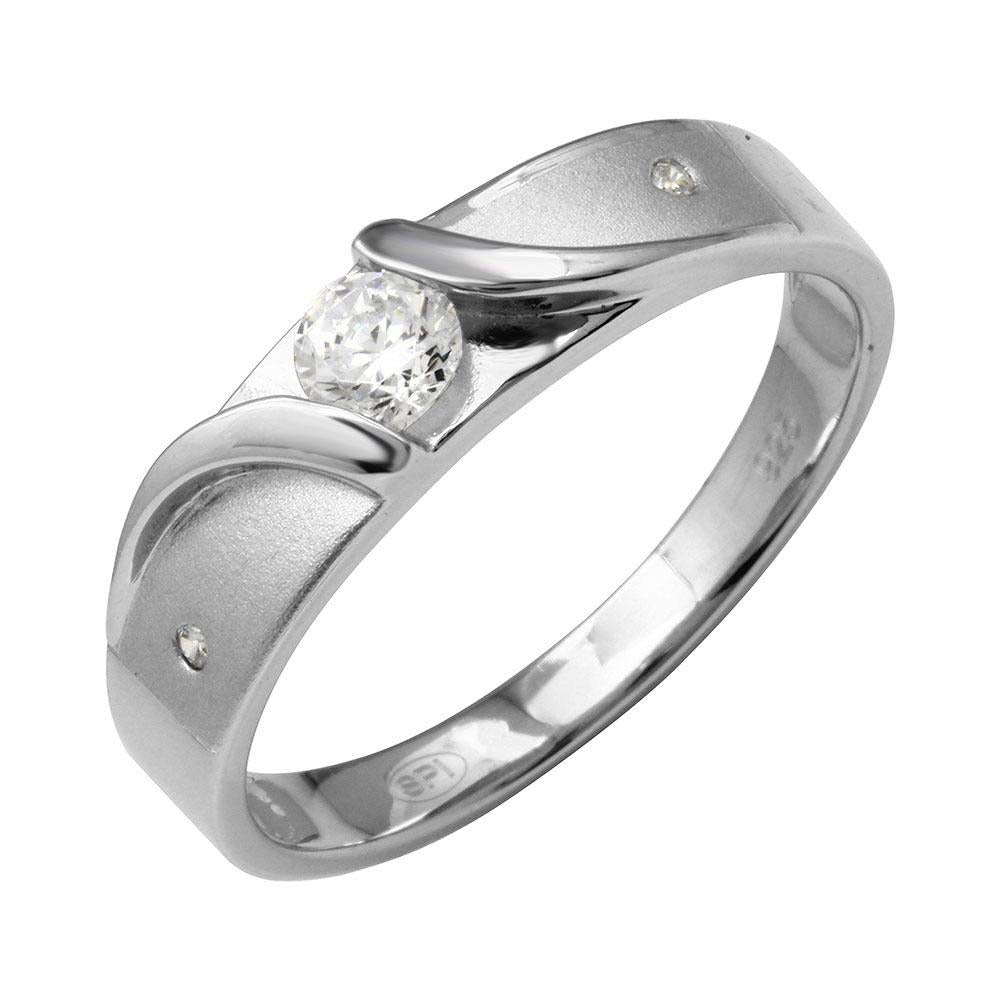 Sterling Silver Rhodium Plated Sideway Design Matte Finish Trio Ring