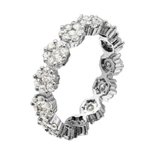 Load image into Gallery viewer, Sterling Silver Rhodium Plated Flower Shaped Eternity Rings With CZ StonesAnd Widt 4.6mm