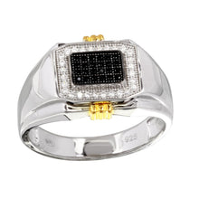 Load image into Gallery viewer, Sterling Silver Men's Two Toned CZ Rectangular Ring