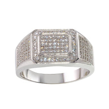 Load image into Gallery viewer, Sterling Silver Rhodium Plated Mens Ring with CZ