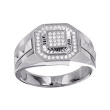 Load image into Gallery viewer, Sterling Silver Rhodium Plated Mens Square CZ Ring