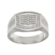 Load image into Gallery viewer, Sterling Silver Men's Rhodium Plated Micro Pave Rectangle Shape CZ Ring