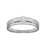 Sterling Silver Rhodium Plated Round CZ Stone Bordered Ring