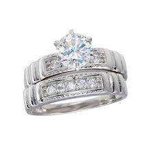 Load image into Gallery viewer, Sterling Silver Rhodium Plated Round CZ Trios Ring