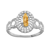 Sterling Silver Two Toned Lady of Guadalupe Open Circle Shank Ring